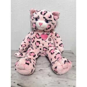 Build-A-Bear Pawfect Pink Leopard Sassy Cat Plush Heart Stuffed Animal 19”